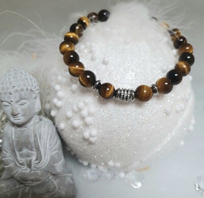 🙏 Magnifique bracelet extensible, mixte (Taille XL.20cm) Perles 8mm en véritable Œil de tigre 🐯 de qualité. Pierre puissante contre les énergies négatives🙏 Création artisanale.